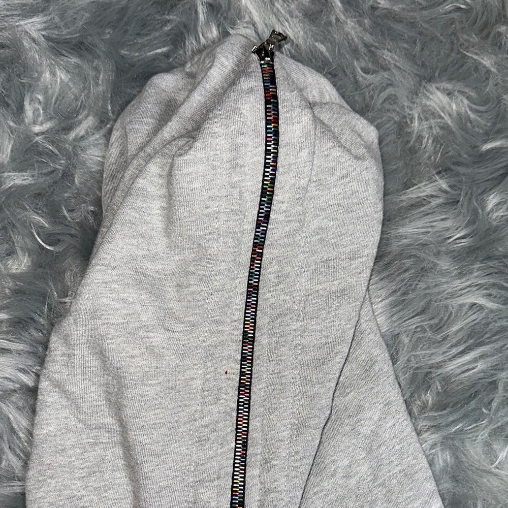 Lauren Moshi Gray Hoodie with Multicolor Accents - Picture 4 of 6